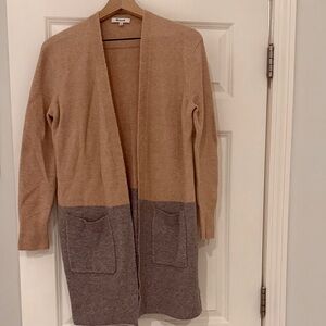 Two-Tone (pink/tan and gray)  Open Front Cardigan Sweater